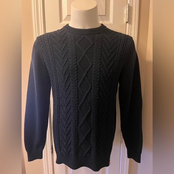 A Fish Named Fred Cable Pullover Sweater Navy Mens Medium Brand New NWT - Picture 5 of 11